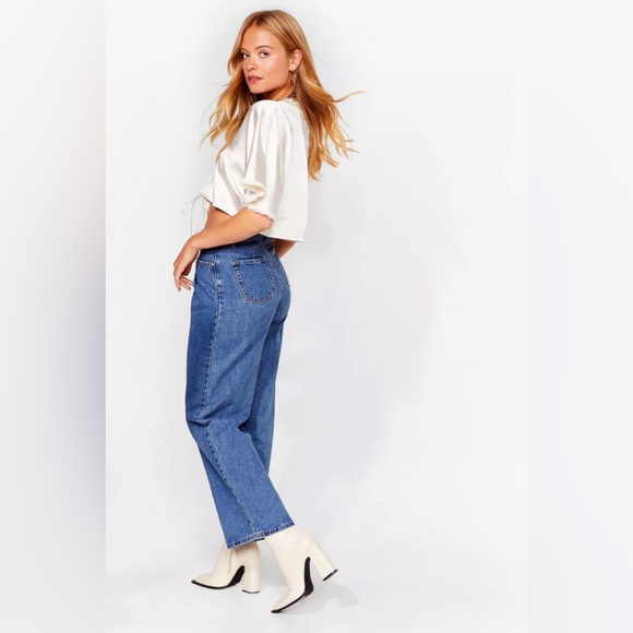 Nasty Gal Organic Pleated Wide Leg Jeans 0175 - Picture 2 of 8